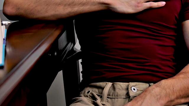 Amateur college stud stroking his dick in close-up action