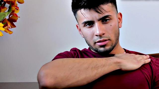 Amateur college stud stroking his dick in close-up action