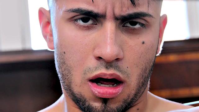 Amateur college stud stroking his dick in close-up action