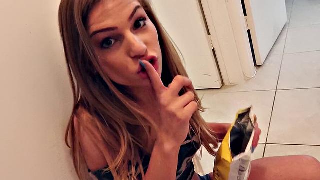 Stepdaughter begs to be fucked hard in POV doggystyle in the bedroom