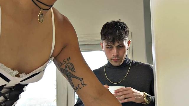 Big Titted TS maid analsmashed by boss after cleaning