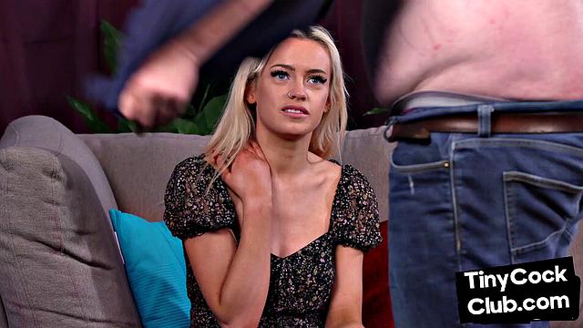 SPH disgusted babe laughs at cock's useless size