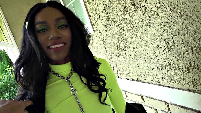 Submissive Ebony squirts while assfingered