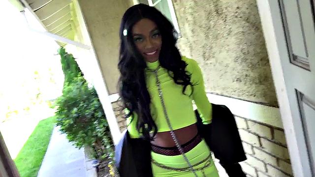 Submissive Ebony squirts while assfingered