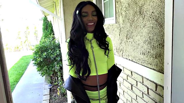 Submissive Ebony squirts while assfingered