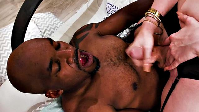 Trans beauty drilled in anal by big black cock