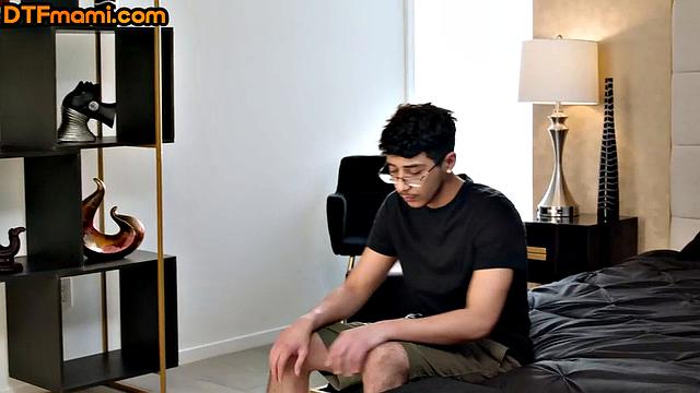 Curvy auburn cockriding on stepson