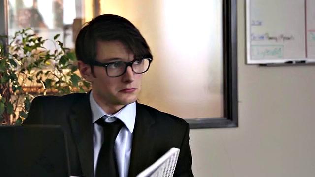 Office sex with a busty secretary with glasses and pussy jizzed on the table