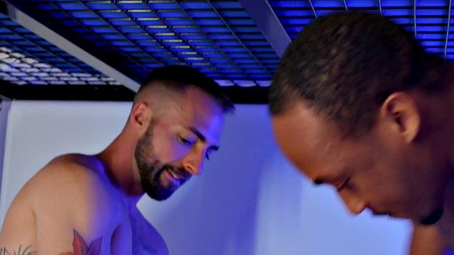 Tattooed guy fucked in missionary in anal hole by nice dick