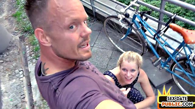 German sex date amateur babe POV fucked outdoors
