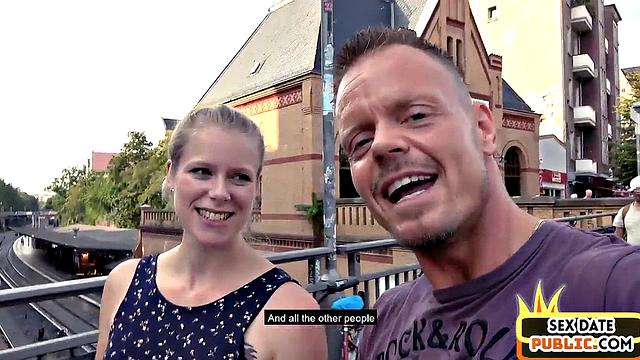 German sex date amateur babe POV fucked outdoors