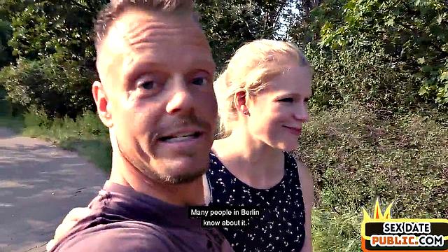 German sex date amateur babe POV fucked outdoors