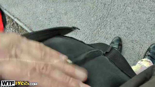 Blonde lets guy fuck her tight ass