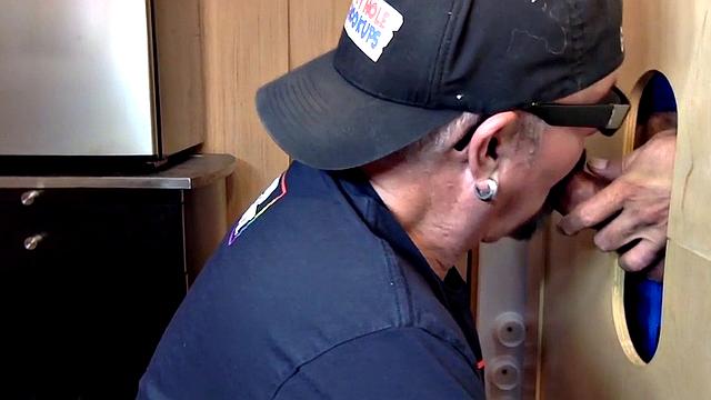 Gloryhole mature daddy sucks dong on 1st gloryhole date