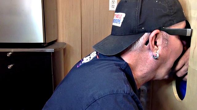 Gloryhole mature daddy sucks dong on 1st gloryhole date