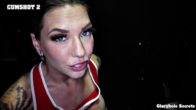 GloryholeSecrets - Brunette Hottie Gets Deepthroated At The Gloryhole