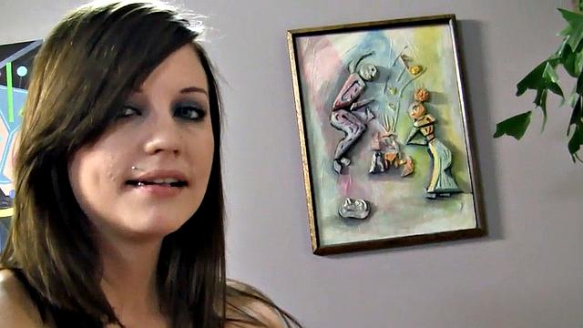 Cute face tugjob with piercings n tattoos spoils POV dick