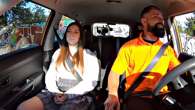 Doggystyled student enjoys driving class