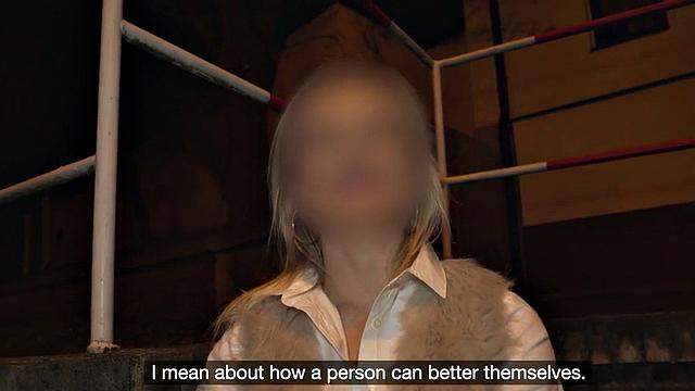 Blindfolded blondie throating priest before riding him