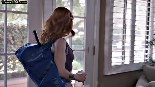 Petite babe bounces on lover's dick