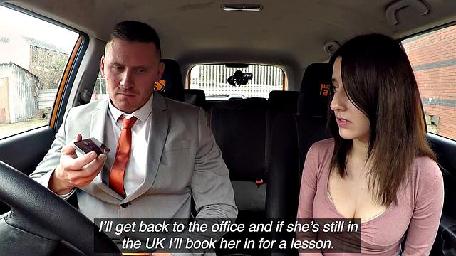 Brunette eurobabe rides dick in the car before POV fucked