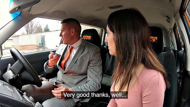 Brunette eurobabe rides dick in the car before POV fucked