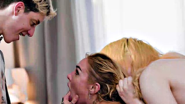 TRANSFIXED - Horny Roommates Jean Hollywood & Cam Compete For Kenzie Anne's Pussy