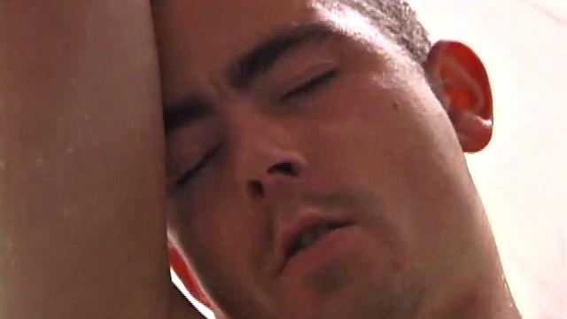 As Dan takes a shower he soaps down his wet naked body, working up a good lather and nice big boner. After edging himself a few times, he's squirting out a monster cum gusher.