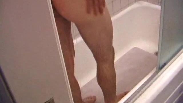 As Dan takes a shower he soaps down his wet naked body, working up a good lather and nice big boner. After edging himself a few times, he's squirting out a monster cum gusher.