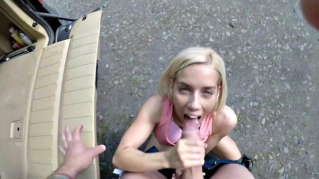 Freaky Blonde Demands Sex Outside