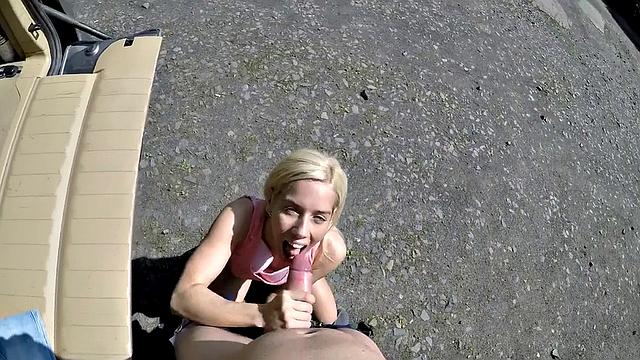 Freaky Blonde Demands Sex Outside
