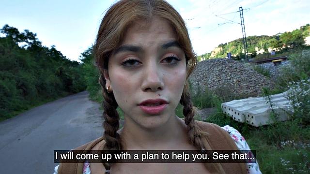 Ponytail amateur throating in outdoor POV fuck