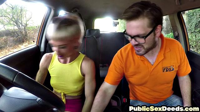 Nasty MILF doggy drilled in car