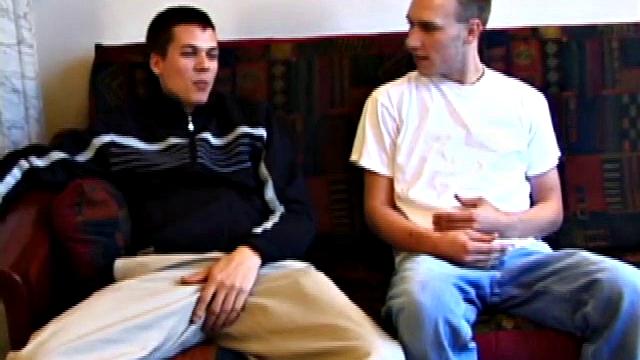 Matthew has his big dick out for a jerk off session, but quickly tucks it away when he hears Tye arrive. Then it's right back out when Tye offers to play.