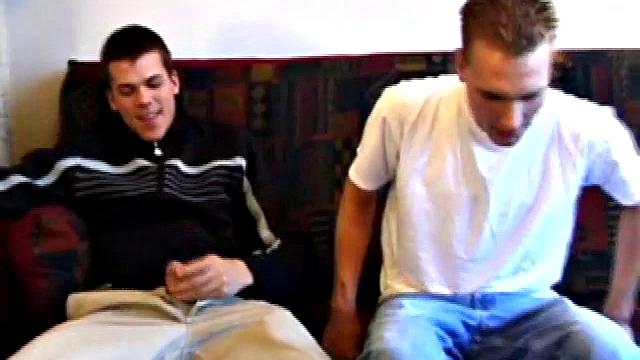 Matthew has his big dick out for a jerk off session, but quickly tucks it away when he hears Tye arrive. Then it's right back out when Tye offers to play.