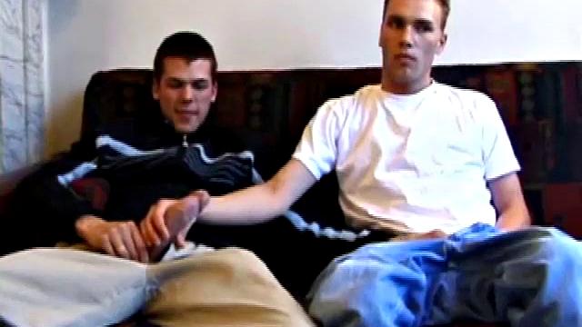 Matthew has his big dick out for a jerk off session, but quickly tucks it away when he hears Tye arrive. Then it's right back out when Tye offers to play.