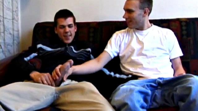 Matthew has his big dick out for a jerk off session, but quickly tucks it away when he hears Tye arrive. Then it's right back out when Tye offers to play.