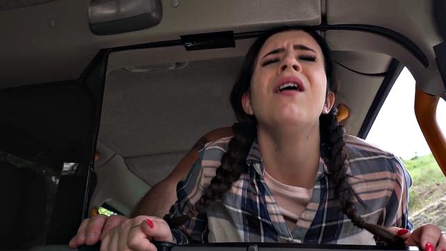 Public tattooed taxi nympho fucked outdoor by driver