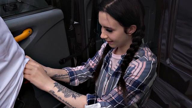 Public tattooed taxi nympho fucked outdoor by driver