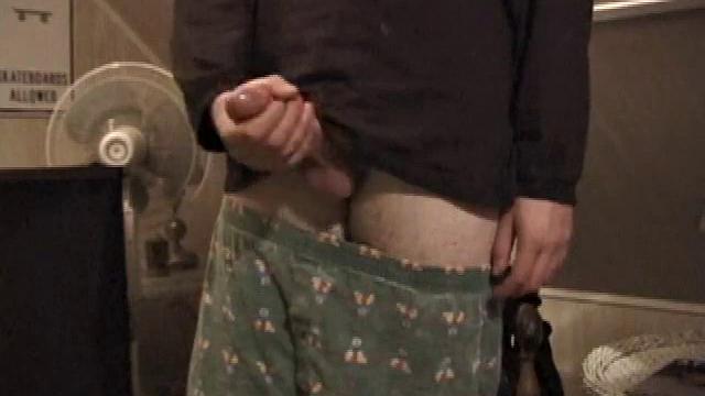 When we look in on Christian, he already has his hard cock out and he's giving it a real good stroking. It doesn't take long before he spills his nut, but Christian continues jacking off and soon he squeezes out a second cum load.