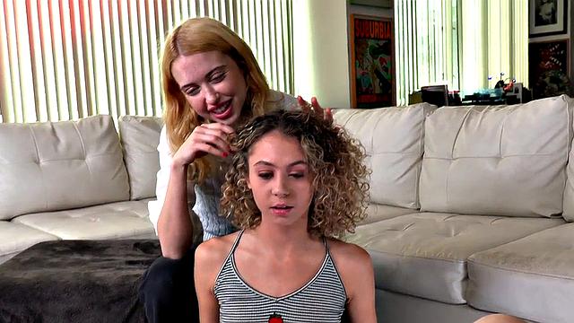 HJ POV 21yo petite jerks in CFNM dirty talking 3some