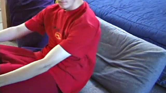 Enjoy as Derek lets us watch him get naked and jerk off. On the floor and leaning against the bed, he takes out his cock and starts jacking. After a nice long stroke show, this young man pumps out a load of warm cum.