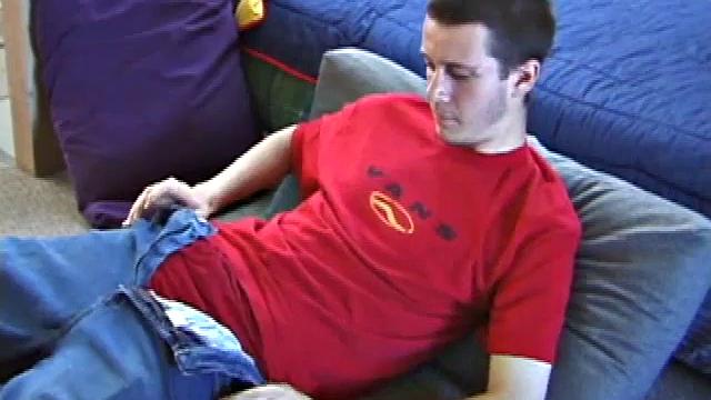 Enjoy as Derek lets us watch him get naked and jerk off. On the floor and leaning against the bed, he takes out his cock and starts jacking. After a nice long stroke show, this young man pumps out a load of warm cum.