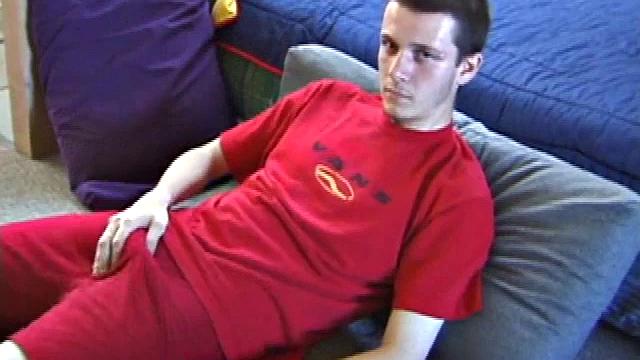 Enjoy as Derek lets us watch him get naked and jerk off. On the floor and leaning against the bed, he takes out his cock and starts jacking. After a nice long stroke show, this young man pumps out a load of warm cum.