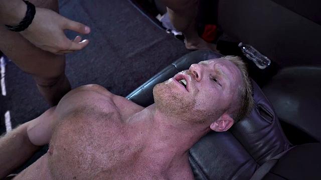 Baited jock fucks greedy gay ass in van till facial