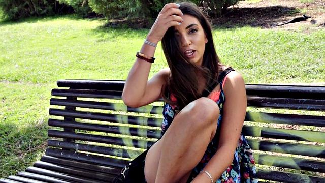 Pulled brunette riding and sucking big shaft in POV