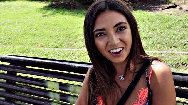 Pulled brunette riding and sucking big shaft in POV