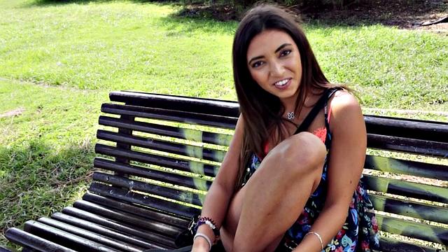 Pulled brunette riding and sucking big shaft in POV