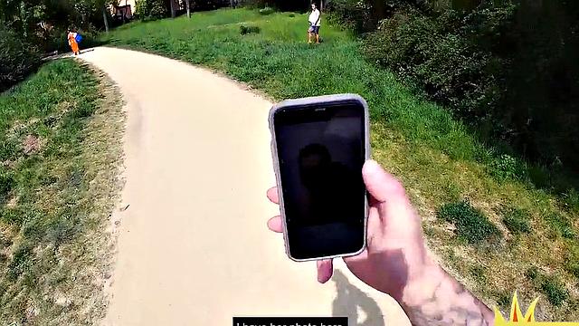 Real outdoor blowjob with picked skank