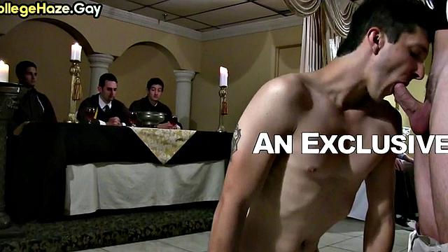 College stud sucks friends at prom for fraternity